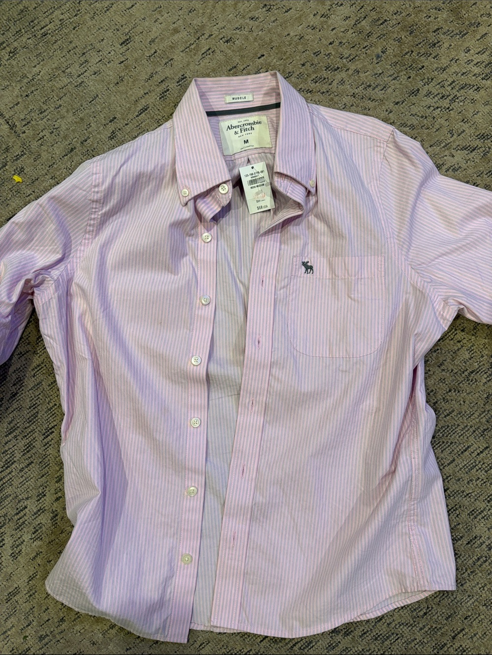 Abercrombie & Fitch Light Pink Striped Button-Down Shirt